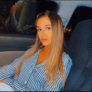 BeachLunchLounge Flowy Blue and White Stripe Collar Top